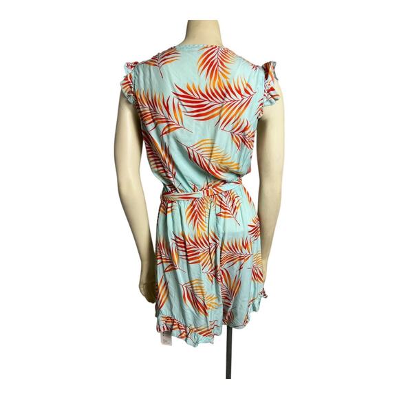 Cupshe Tropical Flutter Sleeve Romper Blue Orange Women's Size S Boho Summer - Picture 8 of 10